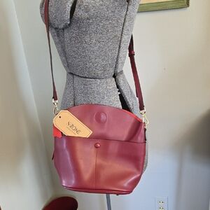 NWT S-Zone Burgundy Leather Crossbody Bag